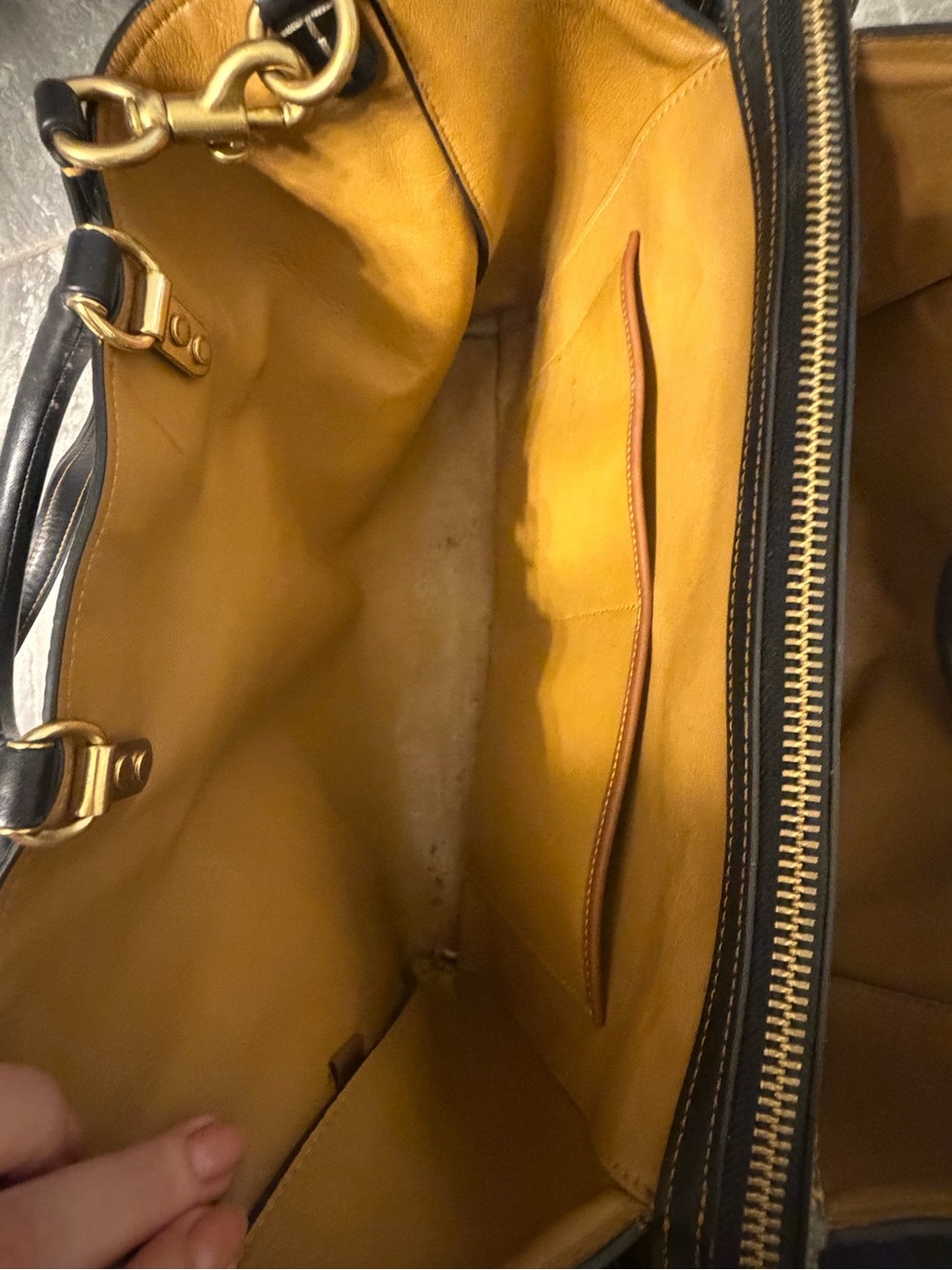Coach Rogue 39 Olive Green Leather Tote with Cognac Suede Side Panels - Picture 7 of 16